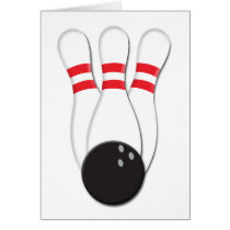 Bowling Pins and Ball Greeting Card