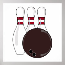 bowling pins and ball vector design print