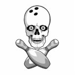 bowling skull and cross pins grayscale design photo cut out