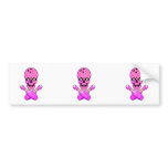 bowling skull and cross pins hot pink and green bumper sticker