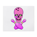 bowling skull and cross pins hot pink and green flyers