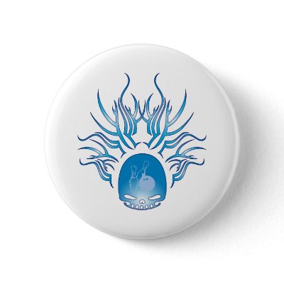 Bowling Skull Pinback Button by sciencewillprevail
