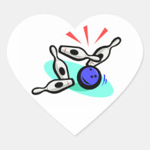 Bowling Strike Heart Stickers