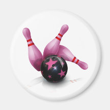 Bowling Team - Ball And Pins. Magnets