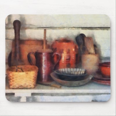 Bowls, Basket and Wooden Spoons Mouse Pad by SusanSavad