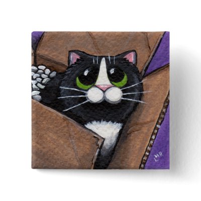 Box Full O Cat Button by LisaMarieArt