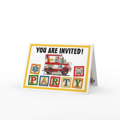 Box Truck Ambulance Party Invitation Greeting Card by JustFirePoliceEMS