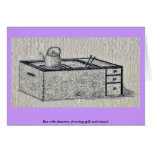 Box with drawers, showing grill and teapot cards