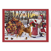 Boxer Christmas Card Santa Bears