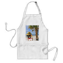 Boxer dog on the Beach apron