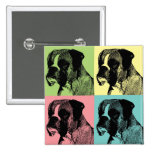 Boxer Dog Stamper Pop Art Pinback Button