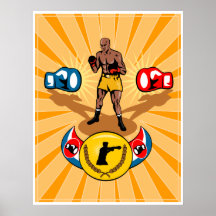 boxer fighting stance gloves championship belt print