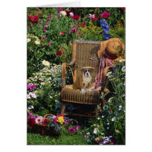 Boxer Pup Card In The Garden