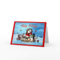 Boxer Puppies Christmas Santa  Greeting Card