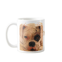 Boxer Puppy Face white with black eye mug