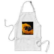 Boxer puppy in Sunflower apron