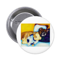 Boxer & Teddy Bear Pinback Buttons