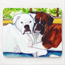 Boxers Fawn and White Mousepads