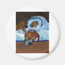 Boxers Fawn and White Patch Refrigerator Magnet