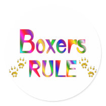Boxers Rule Round Stickers