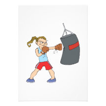 boxing girl punching bag personalized announcement