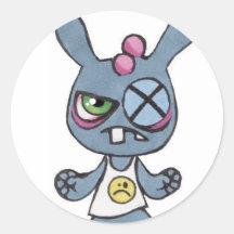 Boxing Rabbit Large 3inch Round Stickers