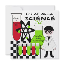 Boy All About Science Birthday Party Invitation