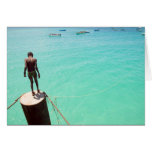 Boy And Blue Water Greeting Card