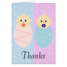 Boy and Girl Twins Thank You Card