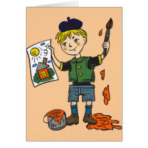 Boy Artist and Artwork 2 Card