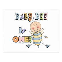 Boy Baby Bee 1st Birthday Tshirts and Gifts Postcards