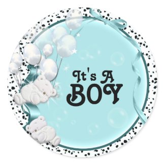 Boy baby birth announcement bear stickers