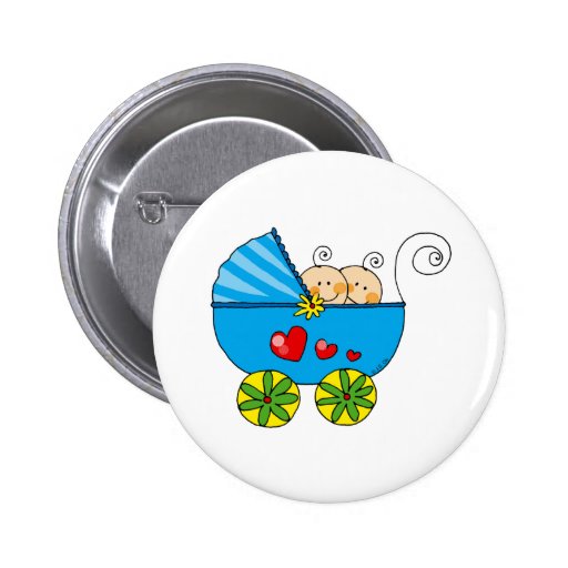 Boy baby twins pinback buttons