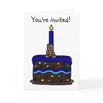 boy bear on cake birthday white background, You... Cards
