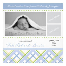 Boy Birth Announcement - Photo Card