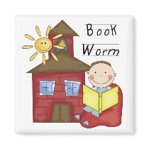 Boy Book Worm Tshirts and Gifts Fridge Magnets