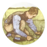 Boy Cutting Grass with Sickle by Vincent van Gogh stickers