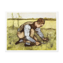 Boy Cutting Grass with Sickle, Vincent van Gogh Postcard