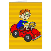 Boy Driving Toy Car Greeting Card