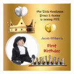 Boy First Birthday 1st Gentleman Prince Genius Custom Announcements