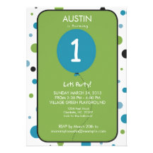 Boy First Birthday Balloon Party Personalised Announcements