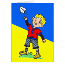 Boy Flying Paper Aeroplane Cards