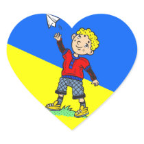 Boy Flying Paper Aeroplane Sticker