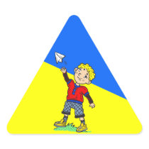 Boy Flying Paper Aeroplane Sticker