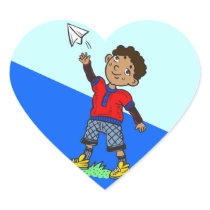 Boy Flying Paper Aeroplane Sticker