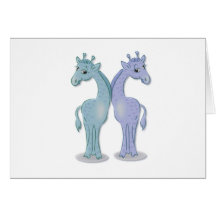 Boy Giraffe Twins Greeting Cards