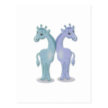 Boy Giraffe Twins Postcard