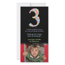 Boy Girl 3rd Birthday Balloons Thank You Photo