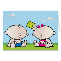 Boy Girl Twin Birthday Greeting Card