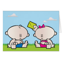 Boy Girl twin greeting card